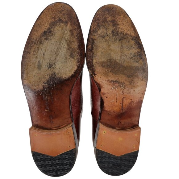 Salvatore Ferragamo Italy Brown Leather Dress Shoes Balmoral Cap-toe Oxfords 9D - Picture 3 of 11